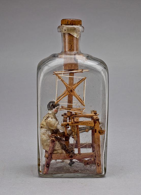 FLASKA MED SJÖMANSARBETE, 1800-tal.