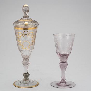 POKALGLAS, 2 st, Böhmen, 1700-talets andra hälft.