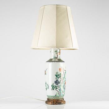 A Famille Verte porcelain Rouleau vase, China, early 20th century.