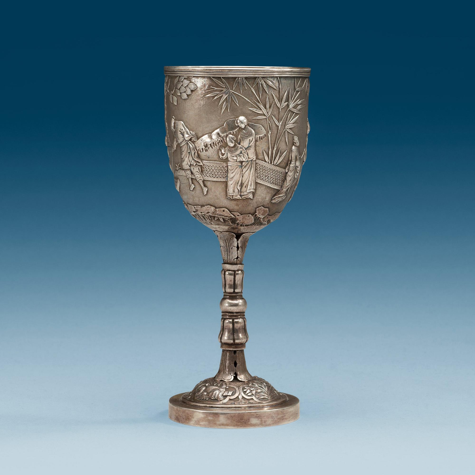A silver goblet, makers mark, presumably Wing Chung, Hong Kong, 19th Century.