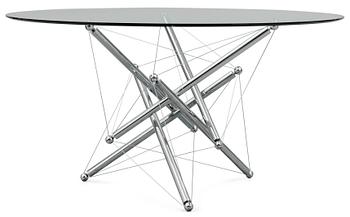 128. A Theodore Wadell "Wadell" chromium plated steel and glass dinner table, Cassina post 1973.
