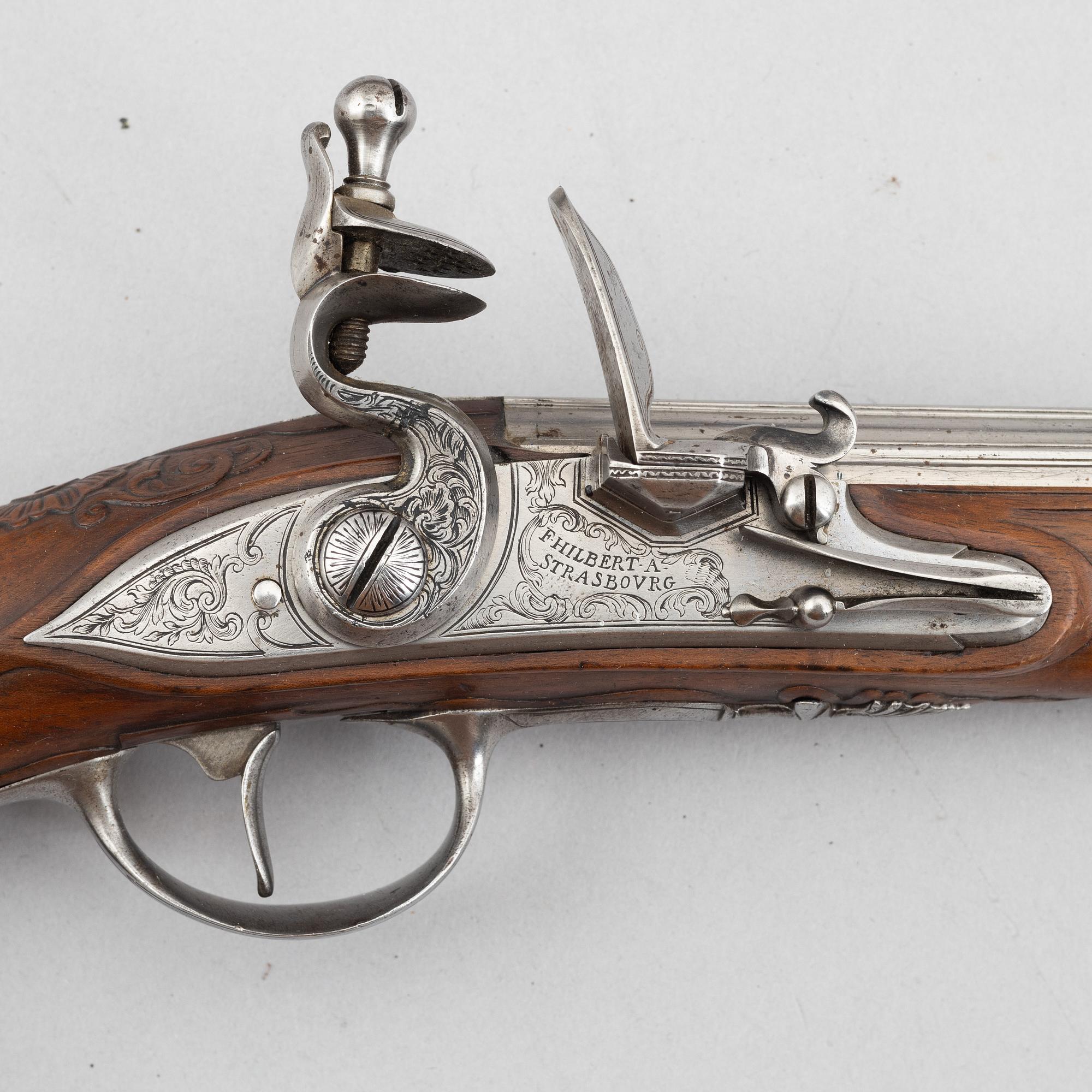 Flintlock pistols, a pair, Franciscus Hillbert Strasbourg (active 1738-1784).