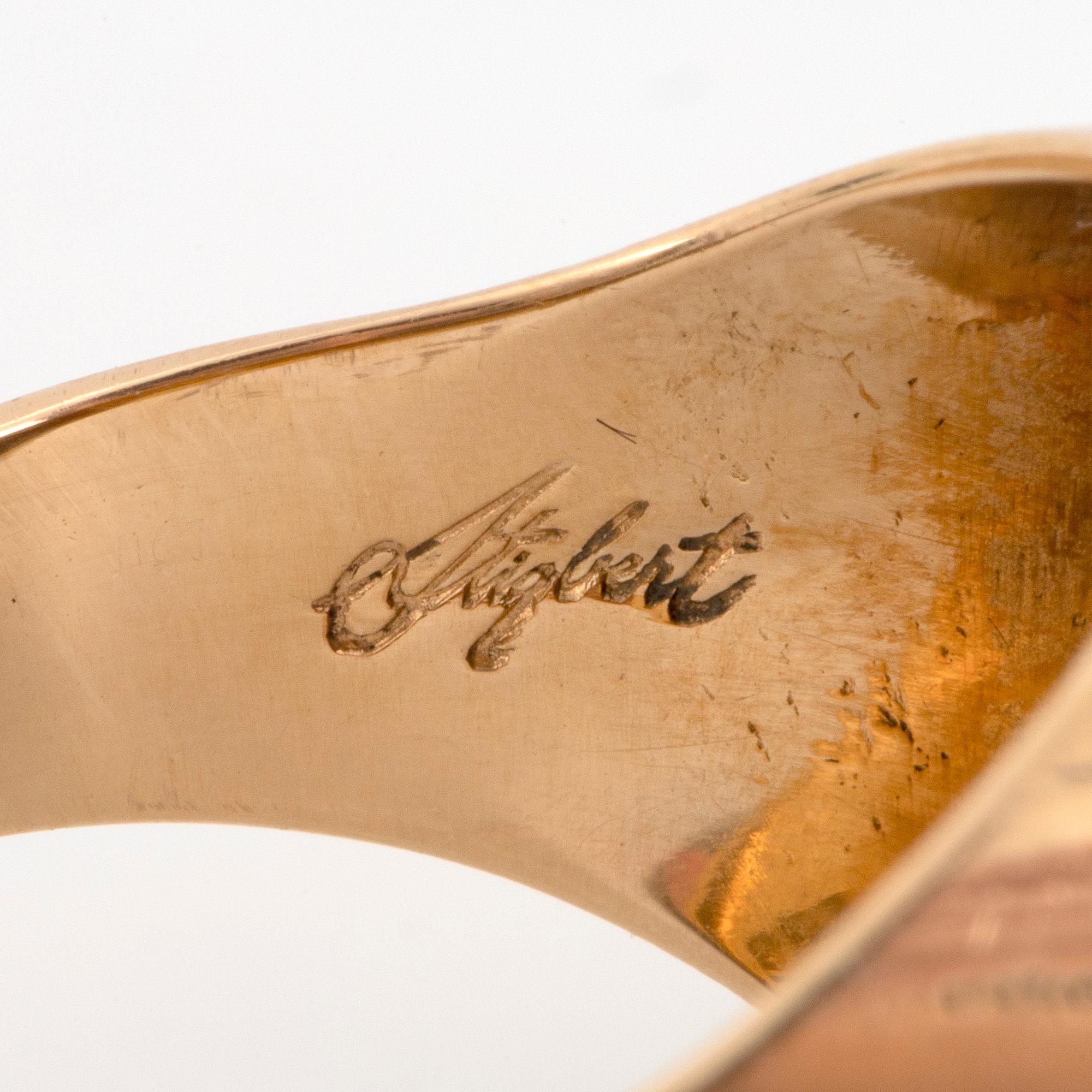 Ring Stigbert 18K guld med grön sten.