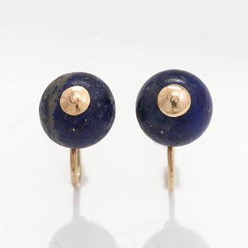 KORVAKORUPARI, 14K kultaa, lapis lazulia.