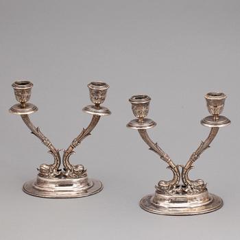 KANDELABRAR, ett par, silver, empirestil, Egypten 1900-talets mitt. Tot ca 1040 gram.