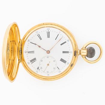 Pocket watch, hunter, 18K gold, 50 mm.
