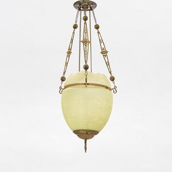 A glass ceiling light, late 19th Century.