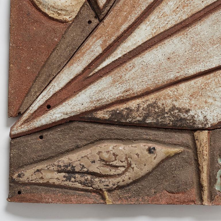 Tyra Lundgren, a glazed stoneware relief, Sweden, probably 1950's.