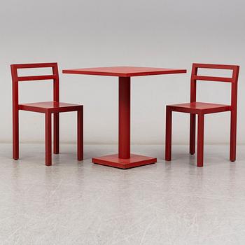 BORIS BERLIN/POUL CHRISTIANSEN, a 'Non' table with two chairs by Komplot design for Källmo.