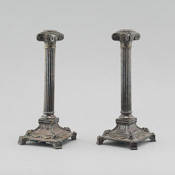 A pair of silver plated candelabras from aorund year 1900.