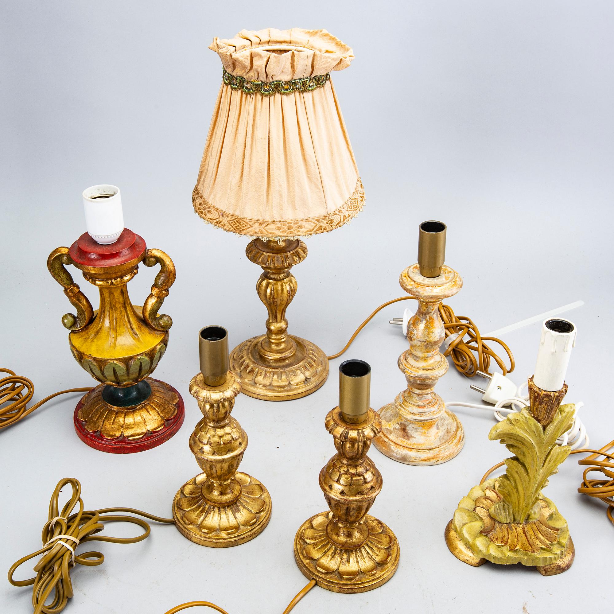 Bordslampor, 6 st, Paoletti, Florens Italien, 1900-talets andra hälft.