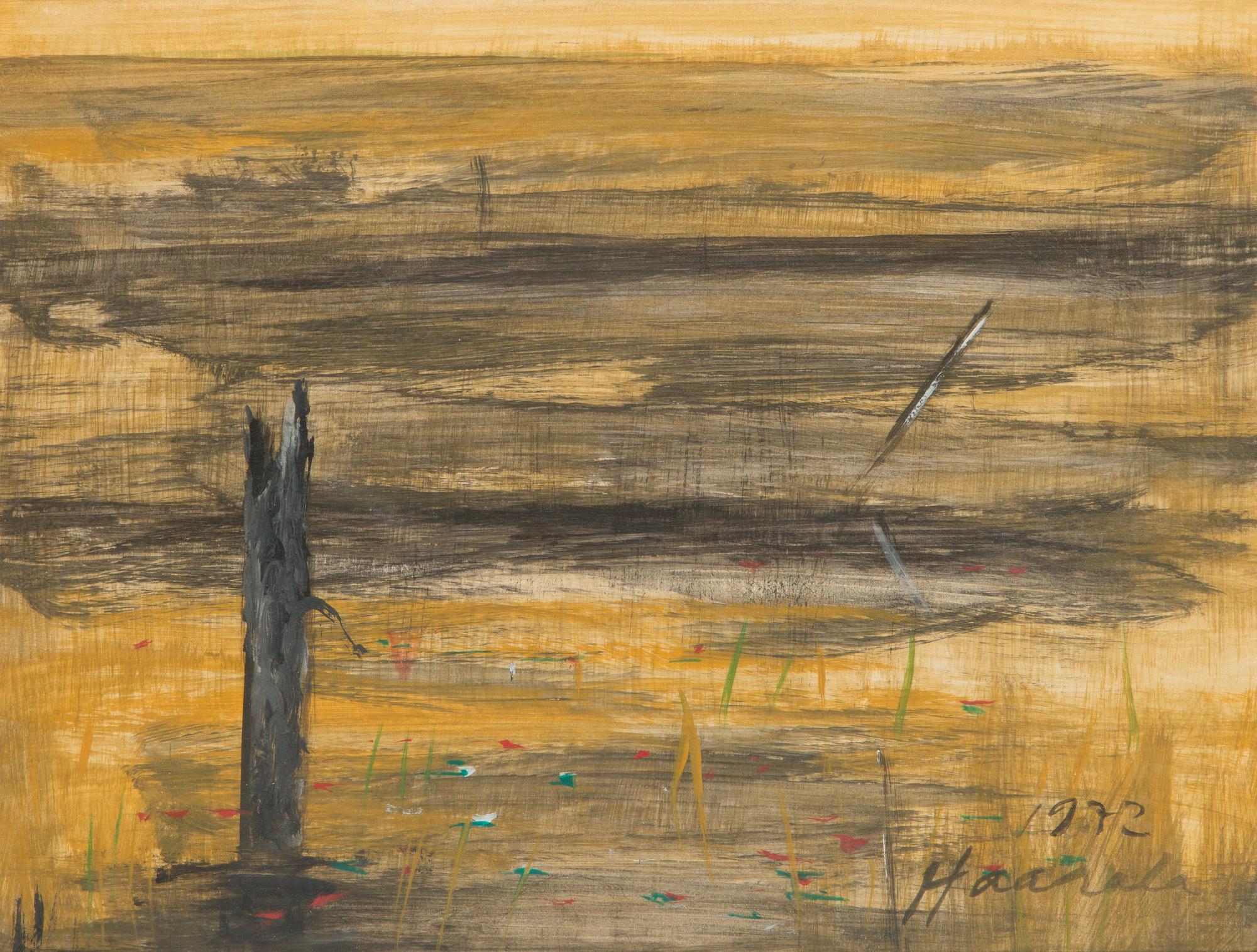 Olavi Haarala, oil and mixed media on paper, signed and dated 1972.
