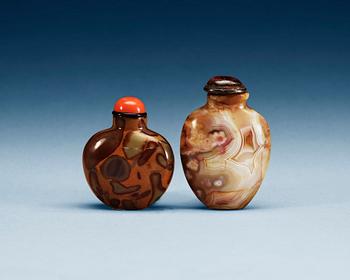 Two stone snuff bottles, Qing dynasty.