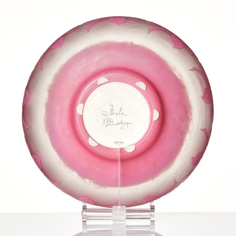 Karl Lindeberg, a cameo glass bowl, Kosta, Sweden, Art Nouveau, 1910s, model 107.