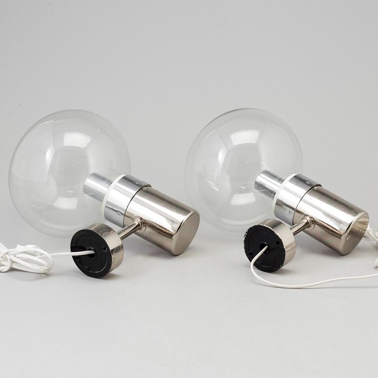 A pair of 1980's wall lamps by STEFF, Germany.