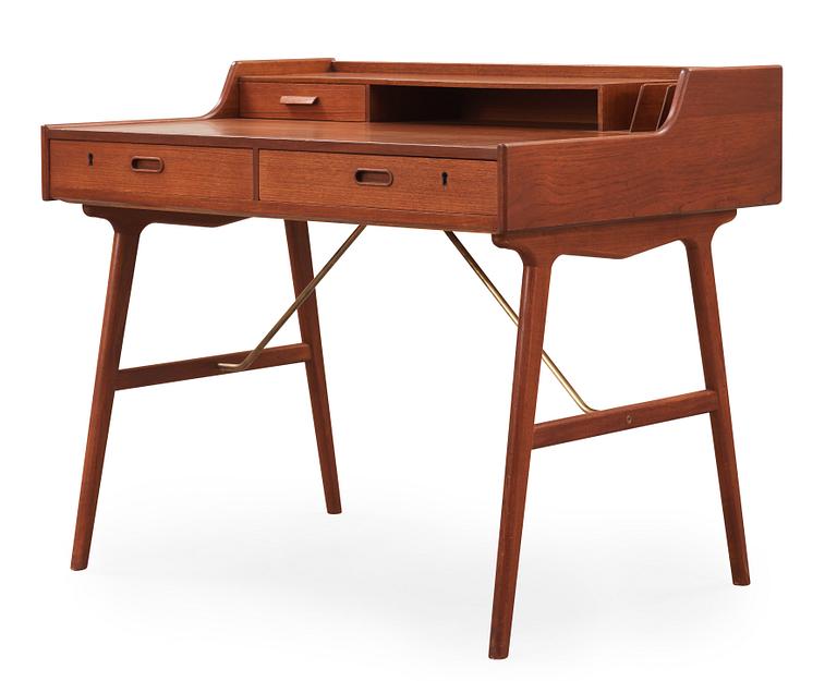 An Arne Wahl Iversen teak desk, Vinde Møbelfabrik, Denmark, model no 56.