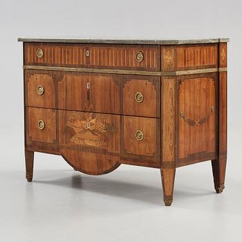 A Gustavian late 18th century commode by G Foltiern, indistinctly signed.