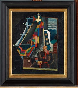 Gösta Adrian-Nilsson, Composition with ships and figures.