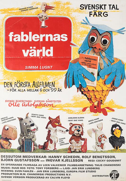 A movie poster for "Fablernas värld", second half of the 20th century.