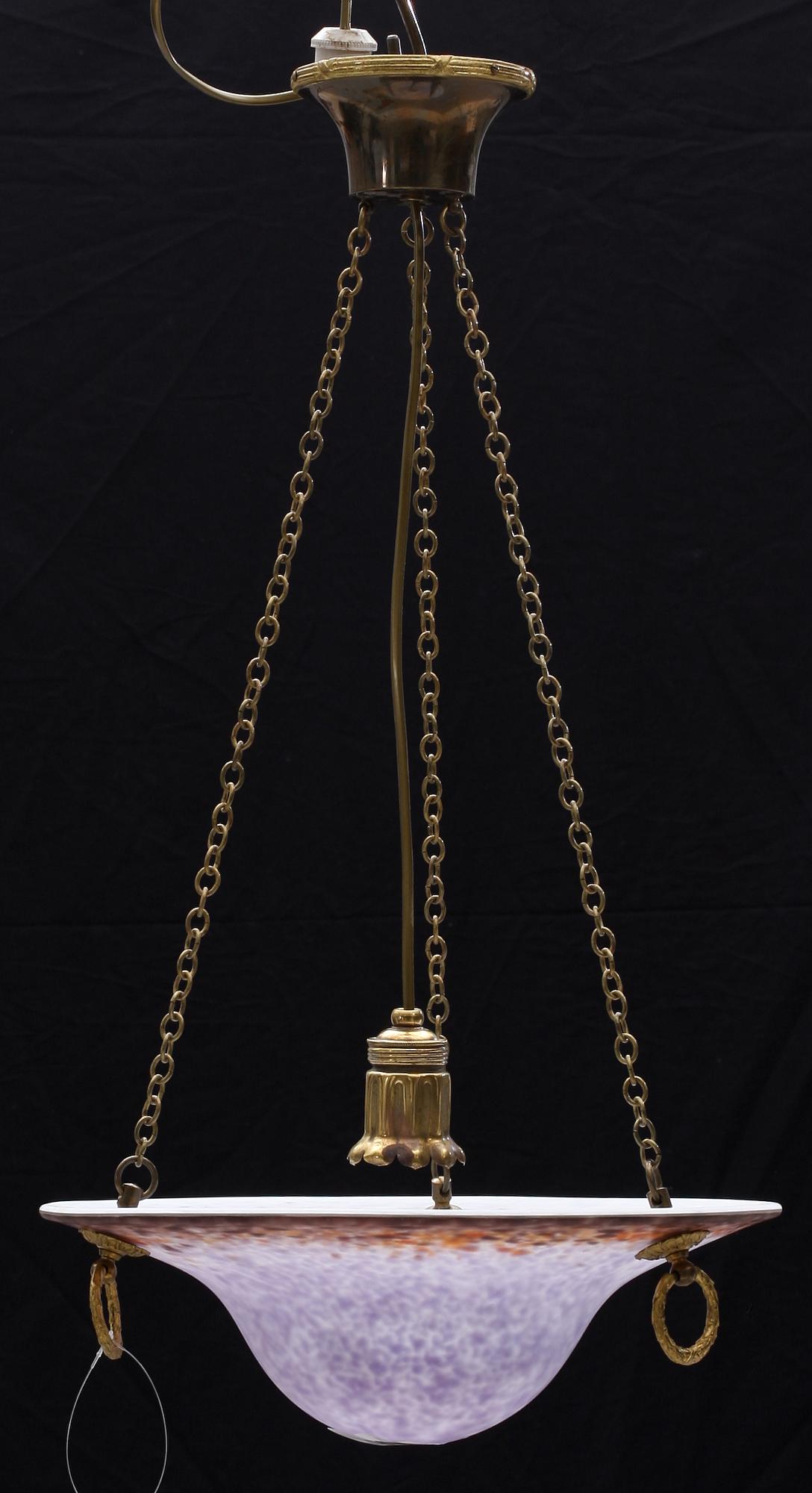 TAKAMPEL, mässing, glas, Louis XVI-stil, 1910-tal. H 67.