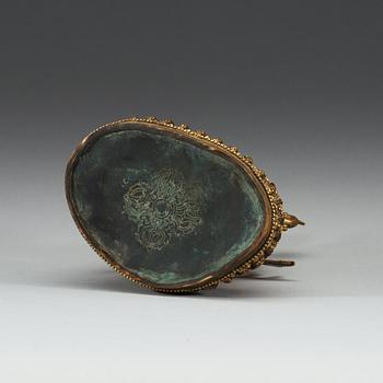 SARASVATI, förgylld brons. Sinotibetansk, Qing dynastin, 1800-tal.