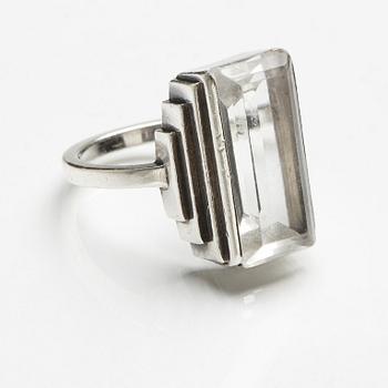 Wiwen Nilsson, a sterling and facet cut rock crystal ring, executed in Lund Sweden 1964.