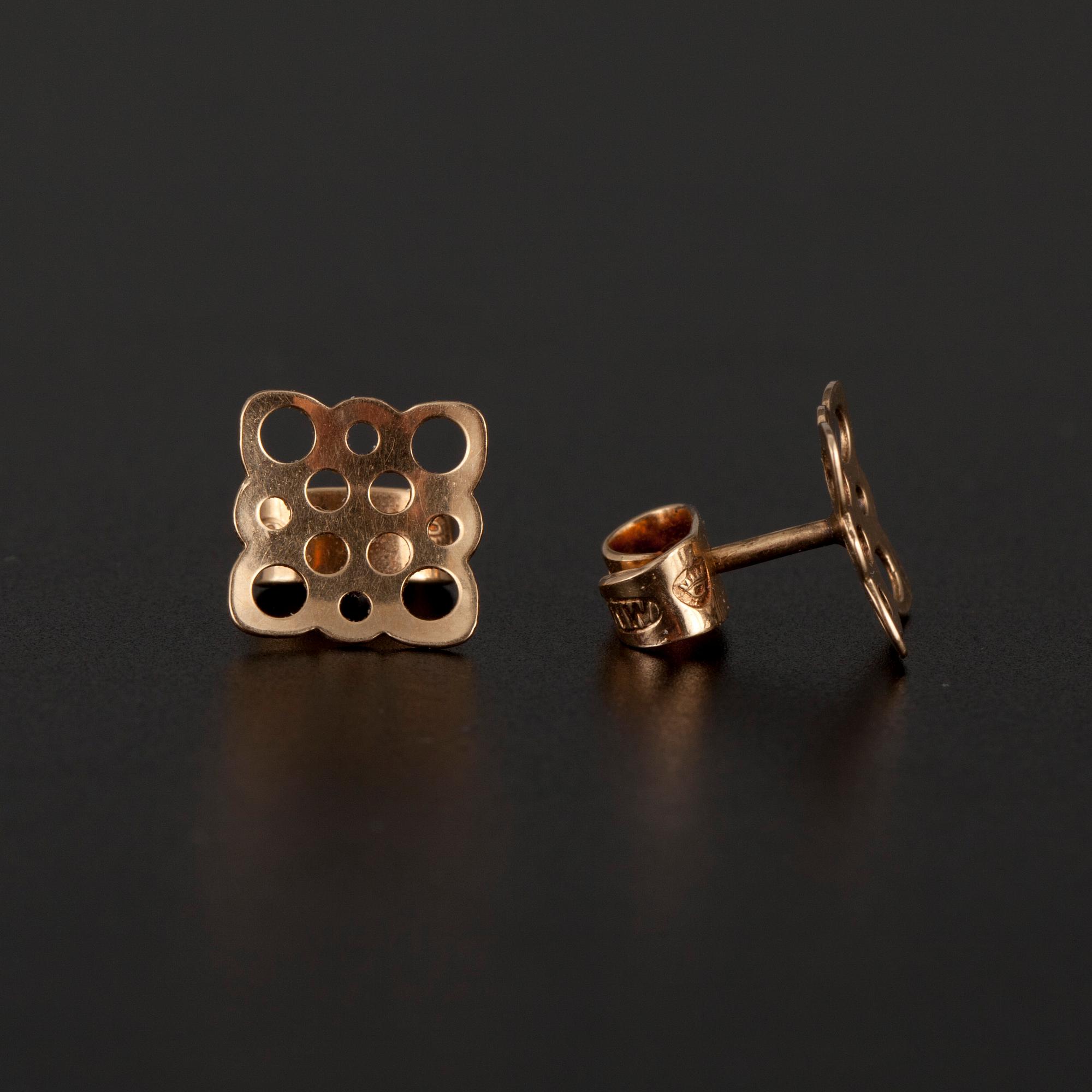 HÄNGSMYCKE, 2 par ÖRHÄNGEN, guld 14K, Liisa Vitali, N. Westerback 1973. Vikt 4,1 g.