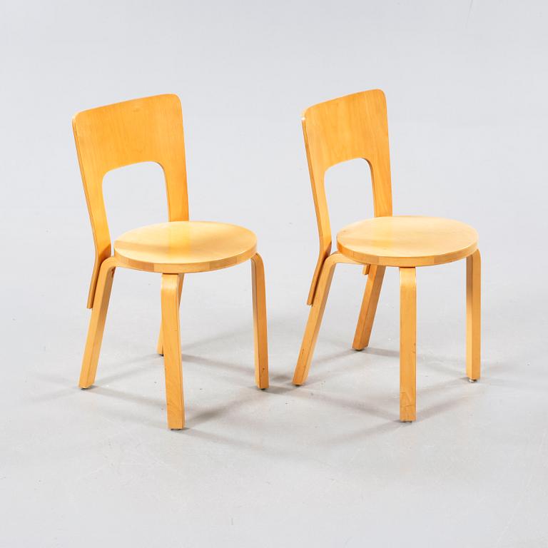 Two chairs, model 66, designed by Alvar Aalto for Artek, second half of the 20th century.