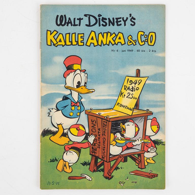 Serietidningar, "Kalle Anka & Co, 12 st, komplett årgång 1949.