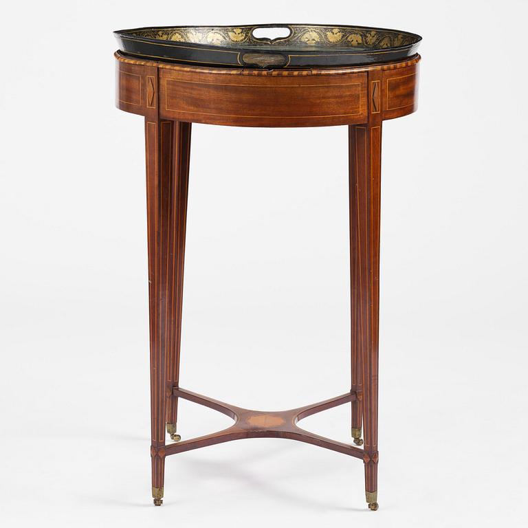 A late gustavian mahogny trey table, late 18th century.