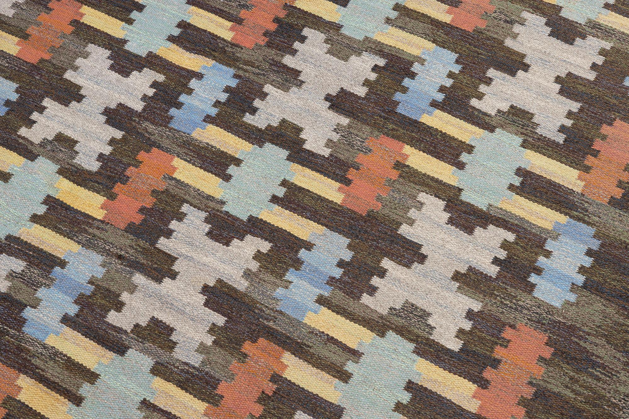 Judith Johansson, a flat weave 'Hittarp', c. 336 x 250 cm, signed JJ.