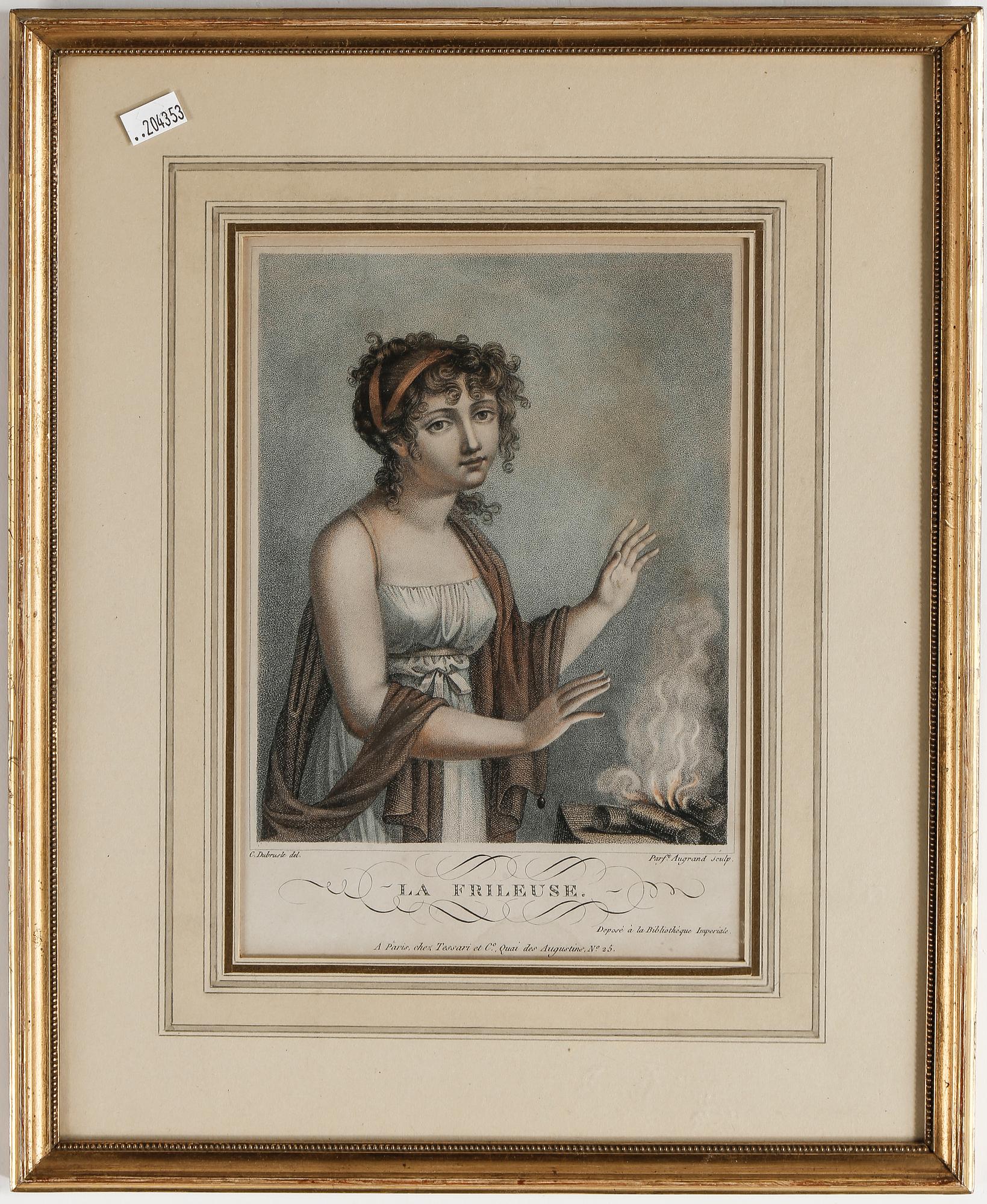 FÄRGGRAVYRER, 4 stycken,  Dubrusle & Augrand, 1800-tal.