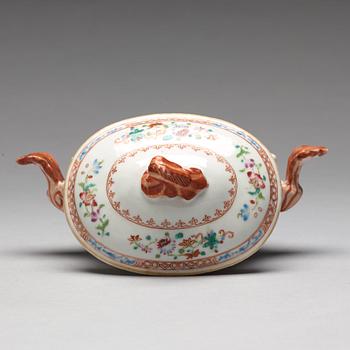 A famille rose 'Double Peacock' tureen with cover, Qing dynasty, Qianlong (1736-95).