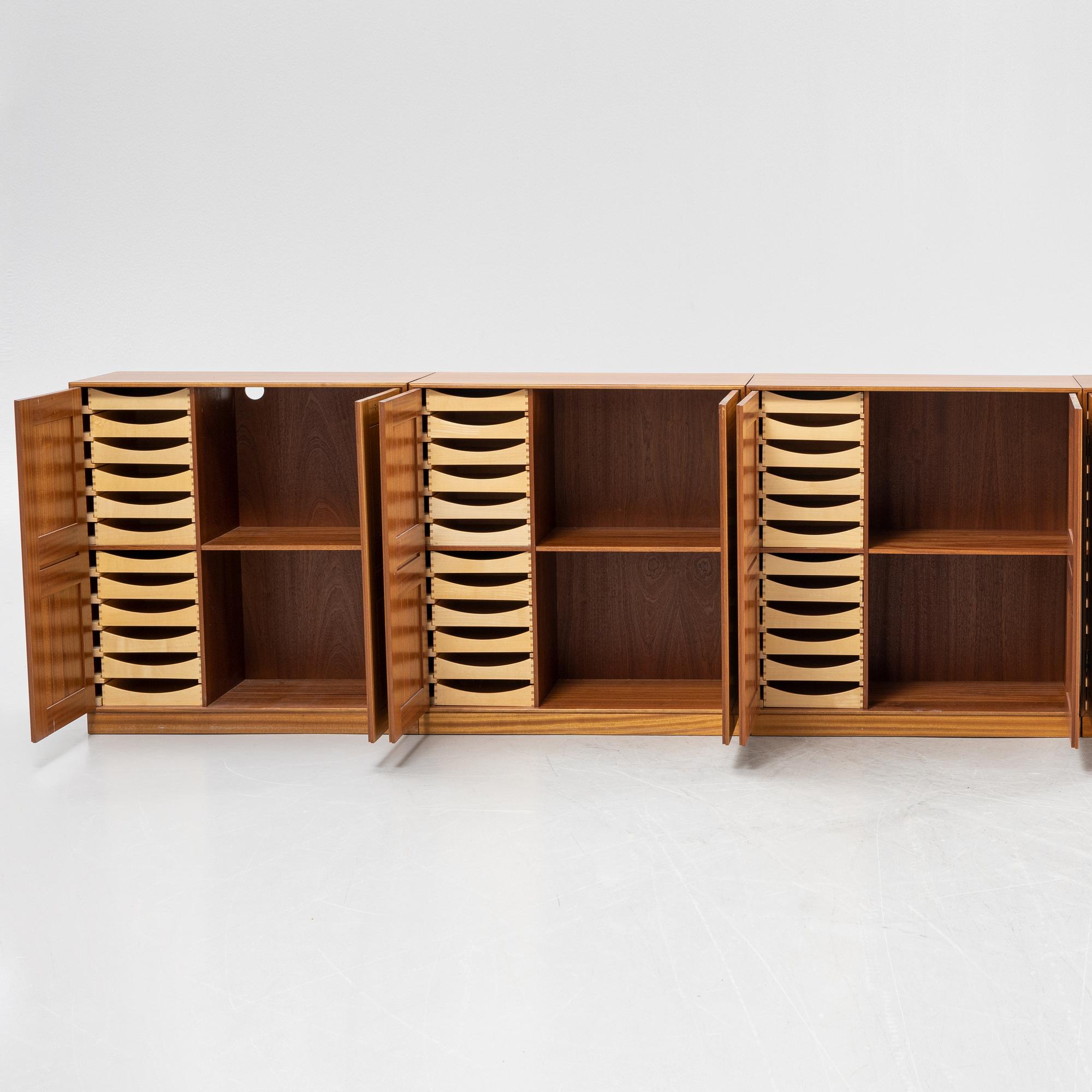 Mogens Koch, five 'Byggereolen' cabinets, Rud Rasmussens Snedkerier, Denmark, second half of the 20th century.