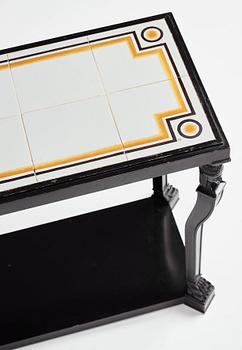 Axel Einar Hjorth, an ebonised oak Swedish Grace tiled top table, Nordiska Kompaniet 1931. Tile top by Edgar Böckman.