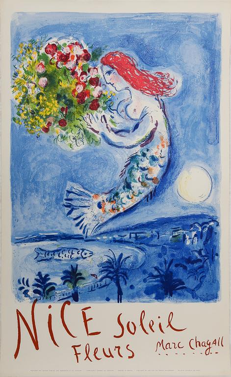 MARC CHAGALL, färglitografisk affisch, Mourlot, Paris.