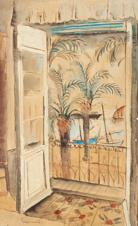 Isaac Grünewald, View from the balcony, Mediterranean.