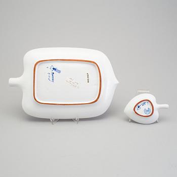 STIG LINDBERG, two faience dishes, Gustavsberg 1940/50s.