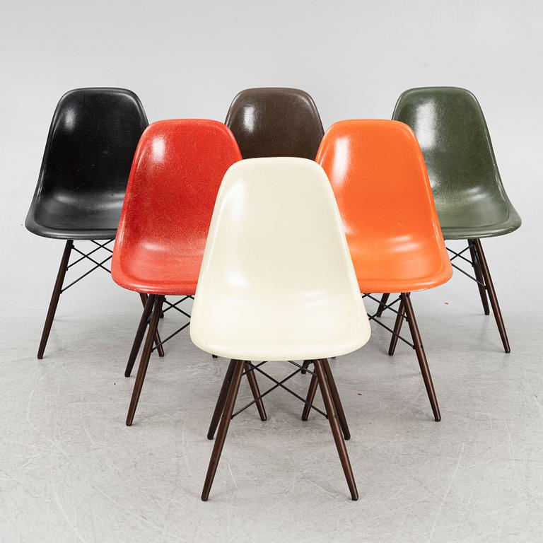 Charles Eames, six 'DSW Plastic Chairs', Herman Miller/Vitra.