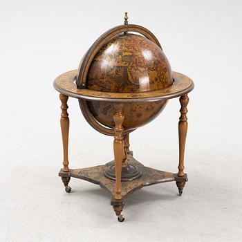 A globe drinking cabinet, late 20th Century.