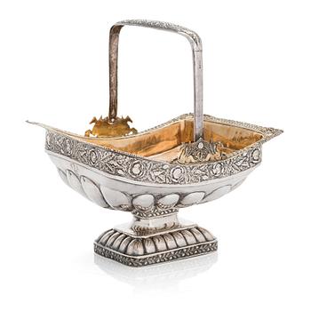 A parcel-gilt silver sweetmeat basket, maker's mark of Elias Modig (1795-1834), Saint Petersburg, Russia 1829.