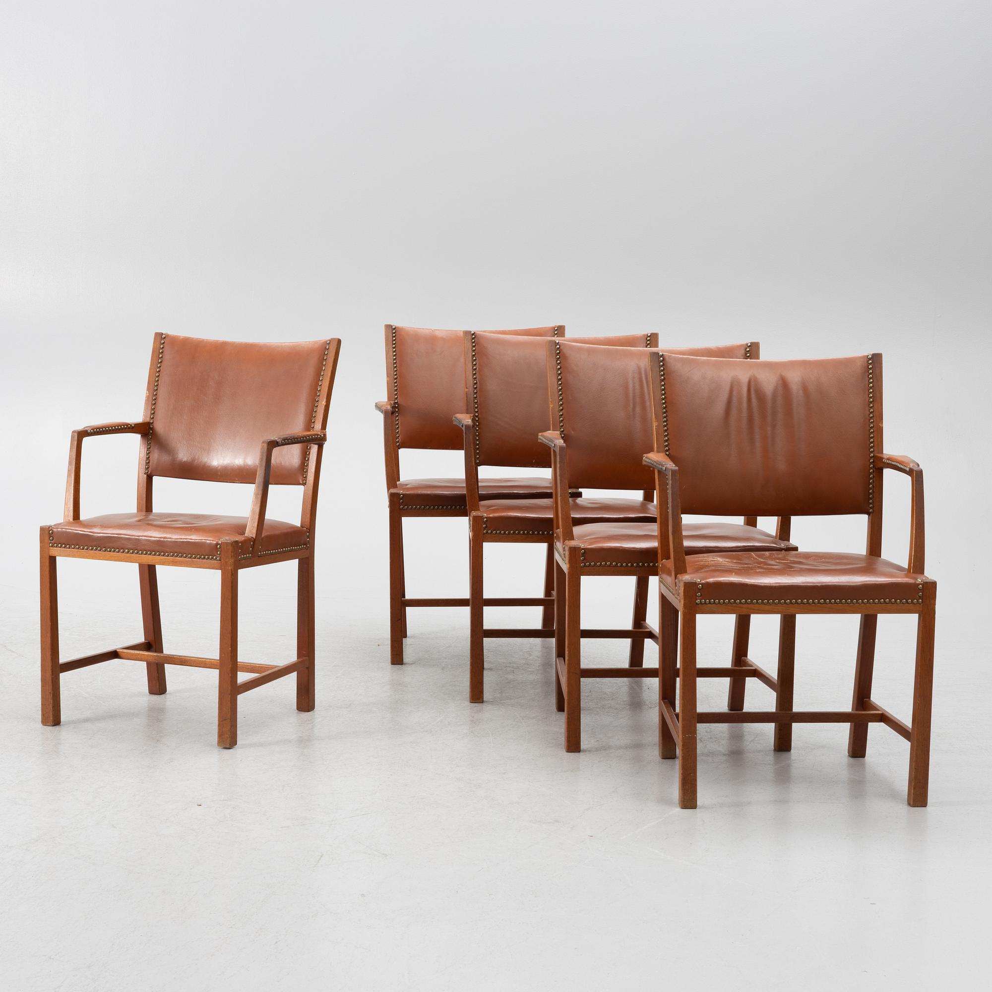 Karmstolar, 5 st, Ernst Bergholm, Västervik, 1900-talets mitt.