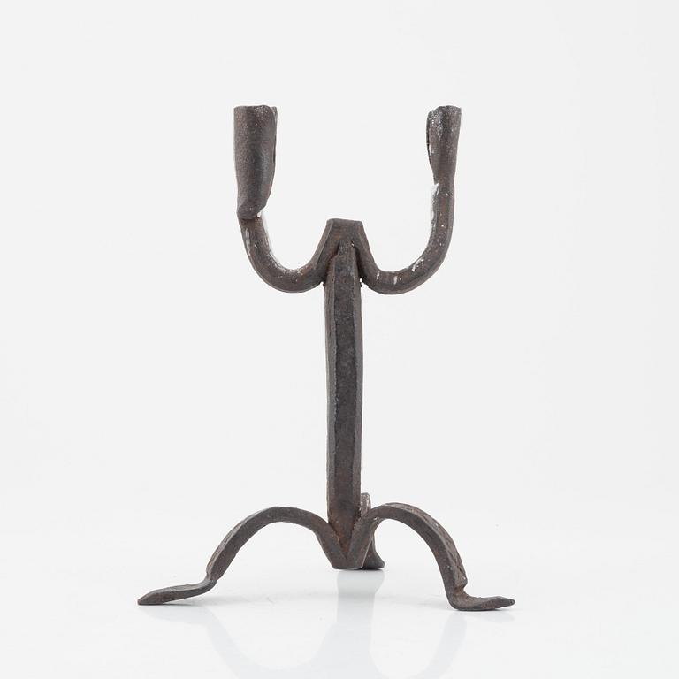 Ljusstake, smidesjärn, allmoge, 18/1900-tal.