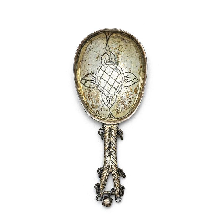 A silver spoon, mark of Jöns Eriksson Ekman, Luleå 1770.