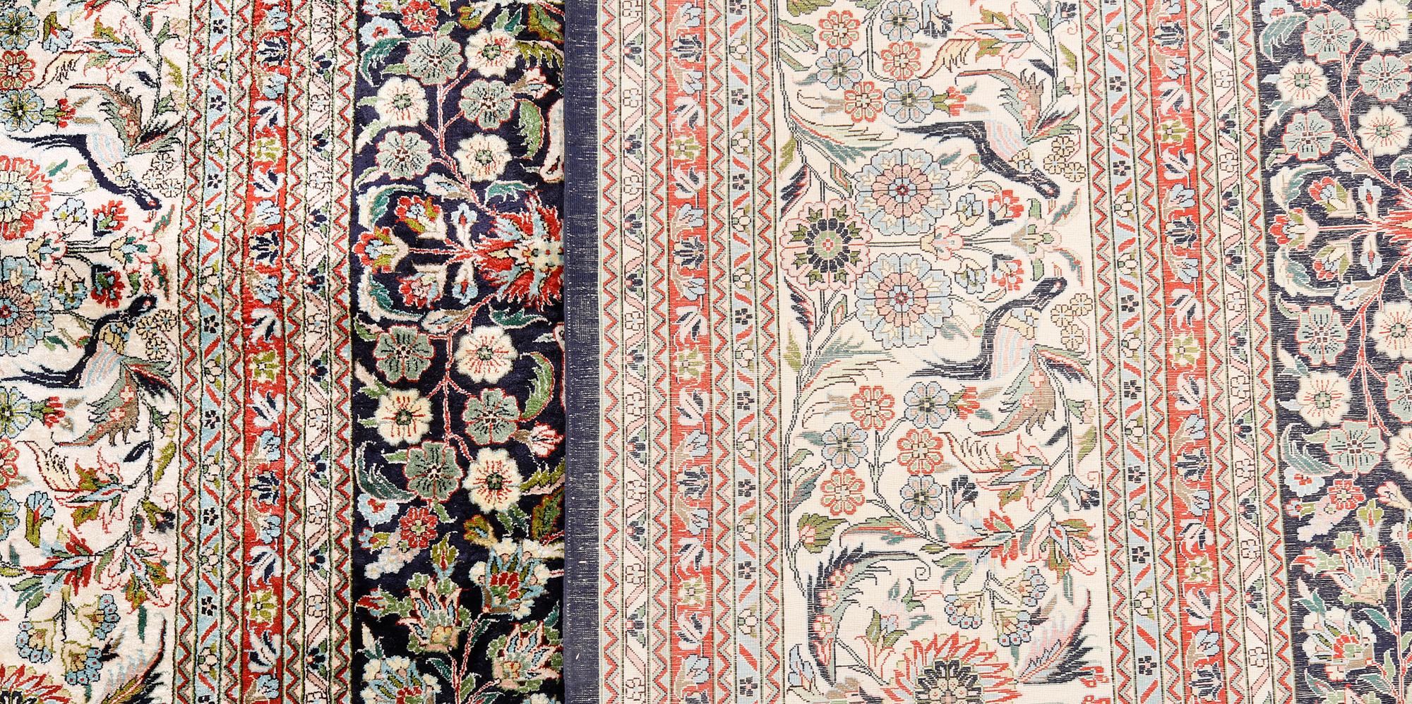 Matta, Figural Silke Orientalisk, Silkesvarp, ca 306 x 240 cm.