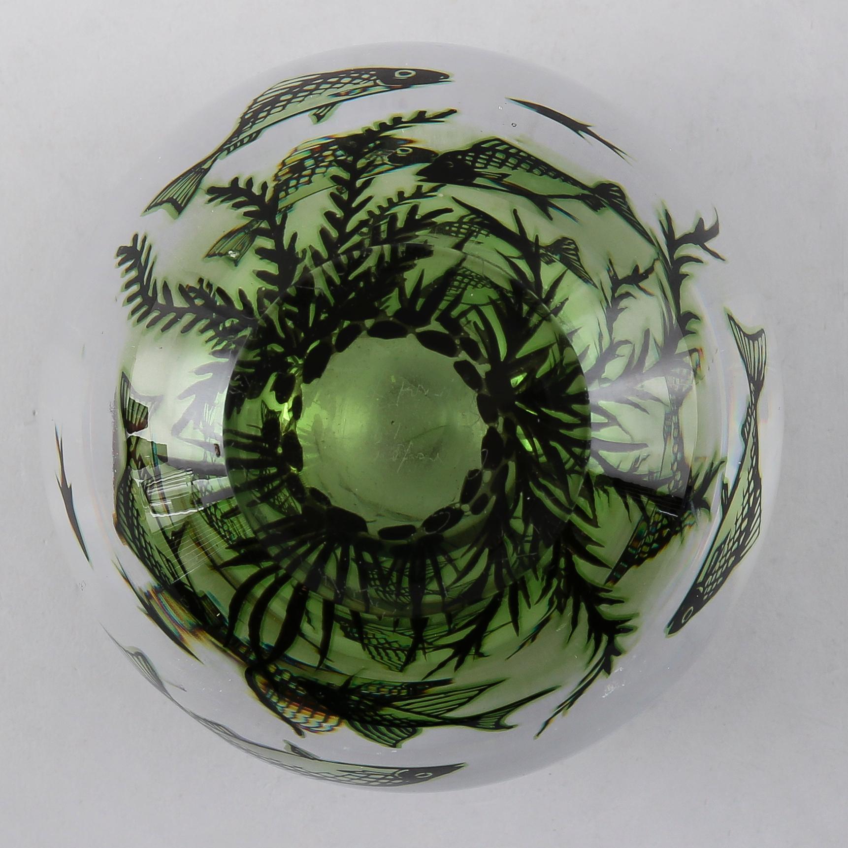 VAS, glas, Fiskgraal, Edward Hald, Orrefors, signerad.