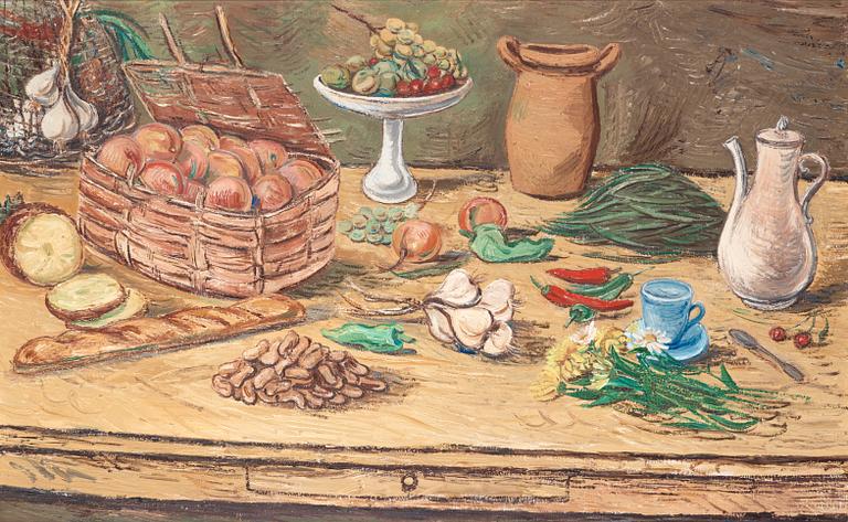 Otte Sköld, "Nature morte med kryddor, frukter och grönsaker".