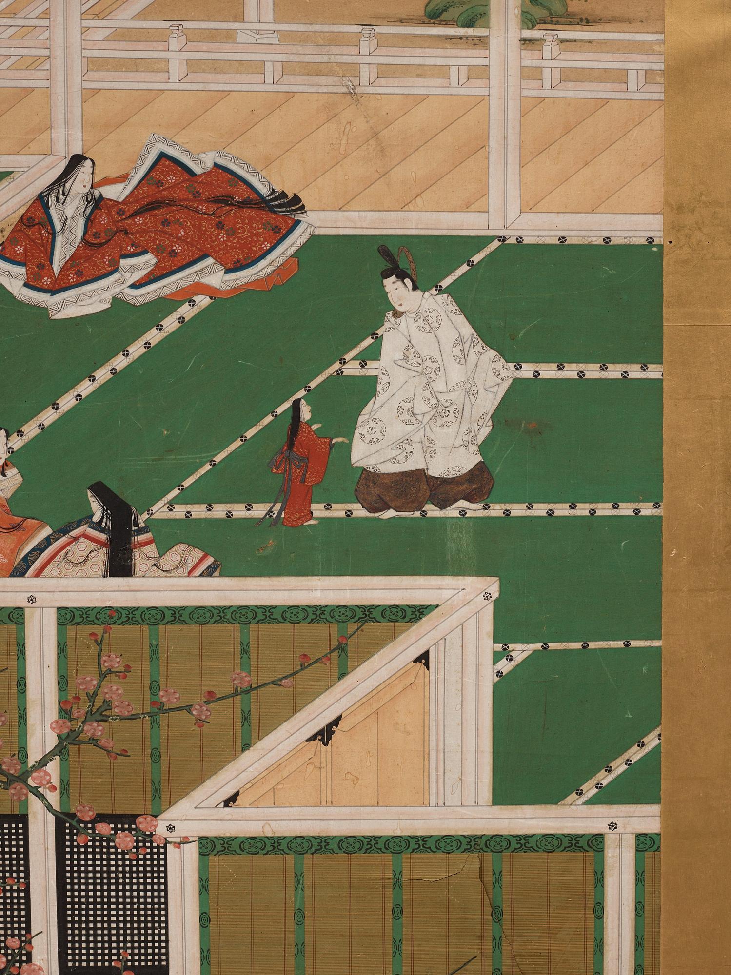 A Japanese six fold screen, Edo period (1603-1868).