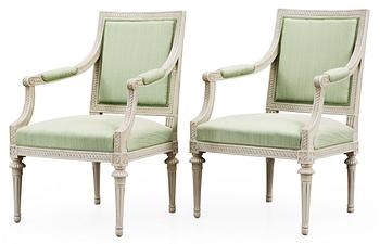 452. A pair of Gustavian late 18th Century armchairs by E. Ståhl.