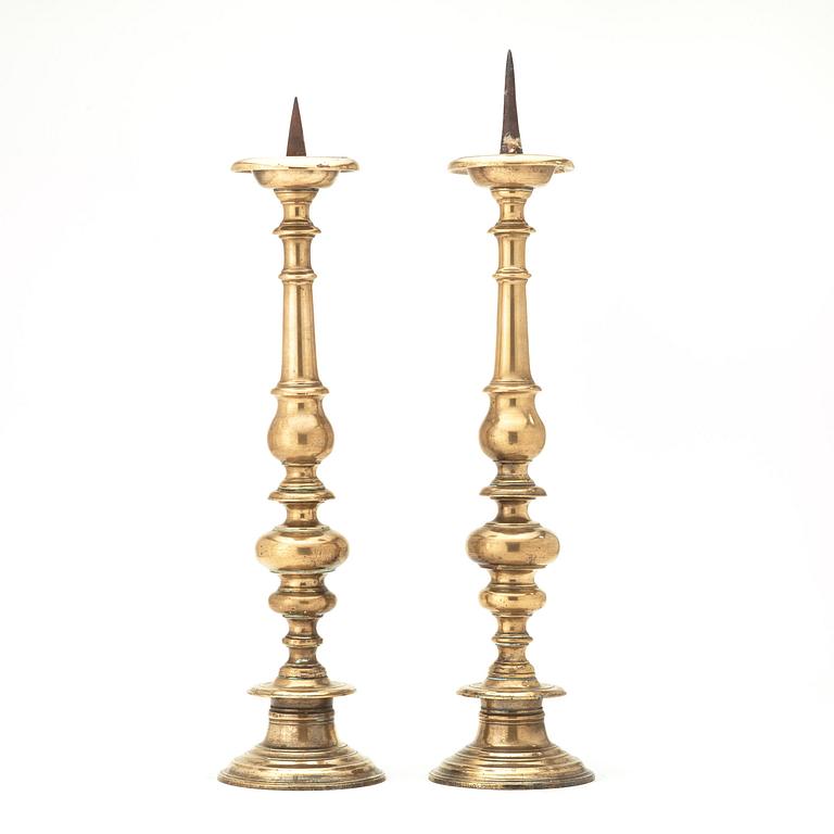 A pair of Pricket Candlesticks, presumably Italy 17th century.